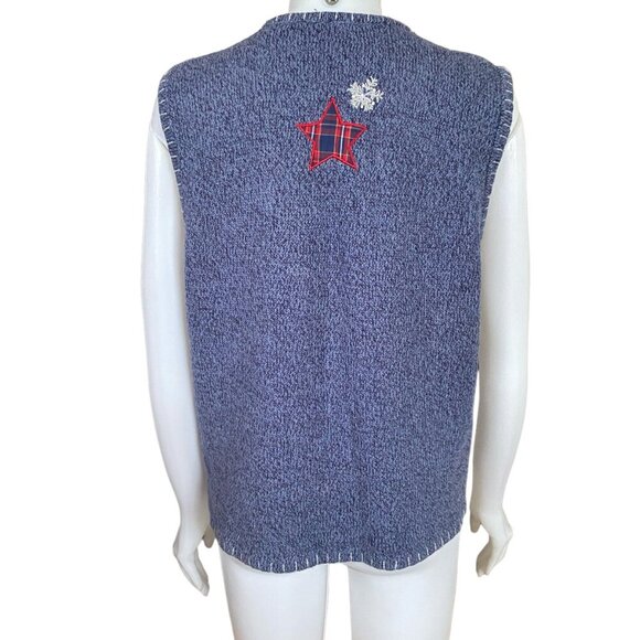 Bobbie Brooks women's large winter embroidered zip up stretchy sweater vest - Picture 5 of 12